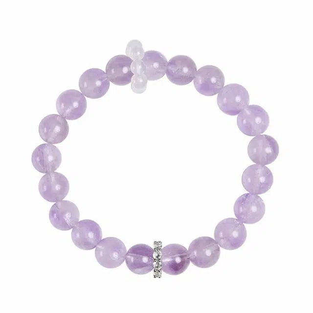 周百福 芋泥波波紫 甜美气质轻奢小众 高级感香芋紫 紫气东来 薰衣草 前程似锦串珠 好运 紫水晶 手串 男女同款情侣款