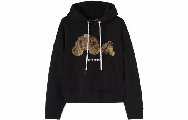 Palm Angels Bear Print Hoodie Black
