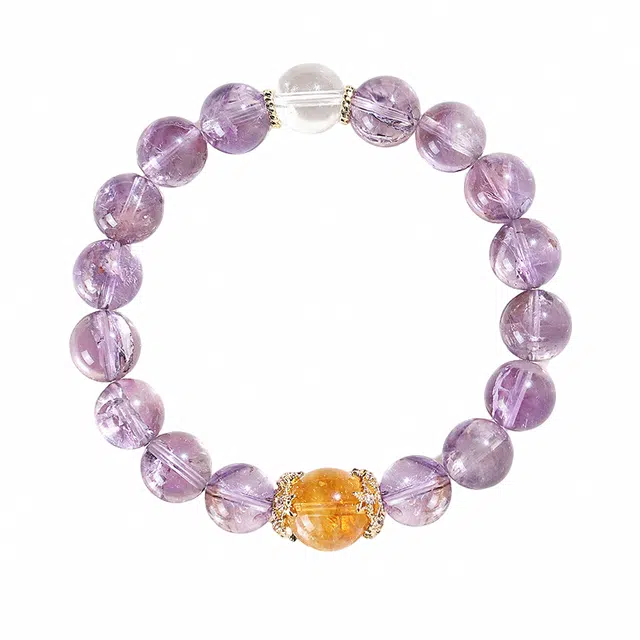 周百福 紫气东来 国潮新中式 轻奢小众 高级感 九紫离火 事业顺利 本命年 好运 紫水晶 手串 男女同款情侣款