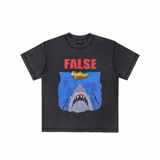False Perception Simpson Shark Tee Vintage Black