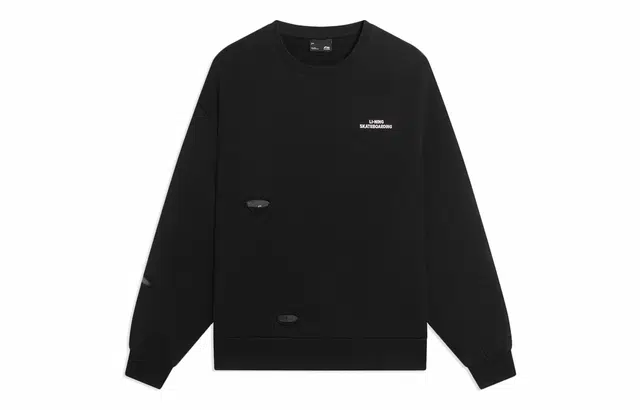 中国李宁 天生滑手 长袖圆领宽松纯色卫衣 男款 黑色