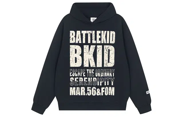 寻星记 美式复古潮牌斑驳字母宽松休闲学院风百搭长袖上衣外套时尚连帽卫衣 男女同款