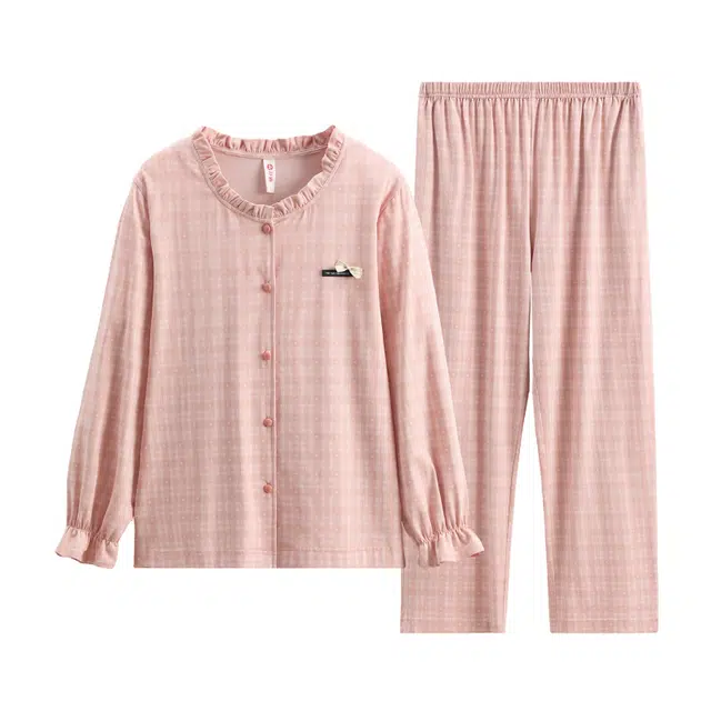 芬腾 休闲舒适长袖长裤开衫家居服睡衣套装 女款