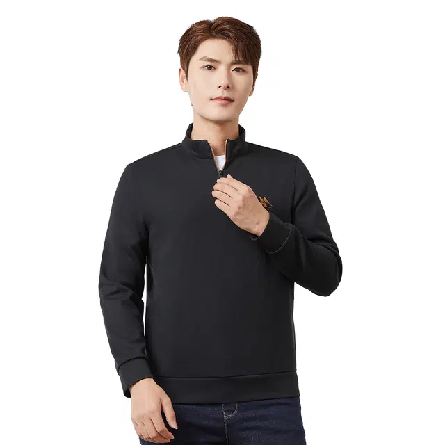 富铤 华夫格半拉链立领美式复古百搭长袖卫衣 男款