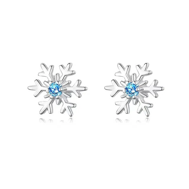 韵系 圣诞系列雪花 铜镀金 锆石 耳钉 女款