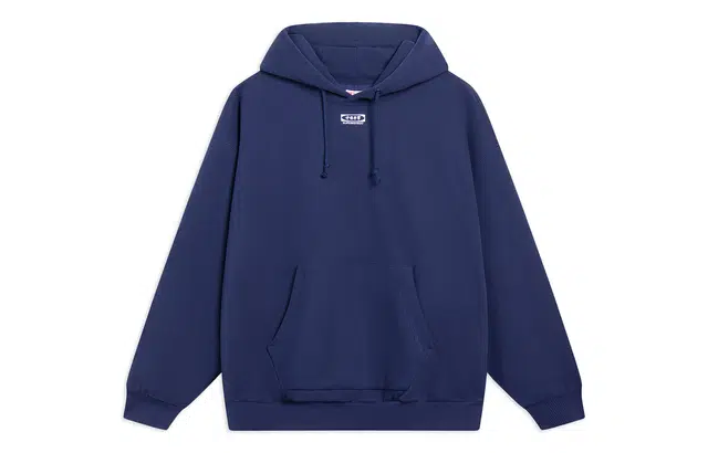 中国李宁 日进斗金 纯色连帽套头长袖卫衣 男女同款 深航舰蓝