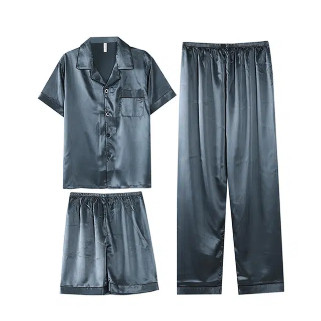 向薇 凉感舒适短袖简约休闲睡衣套装 男款 图片色