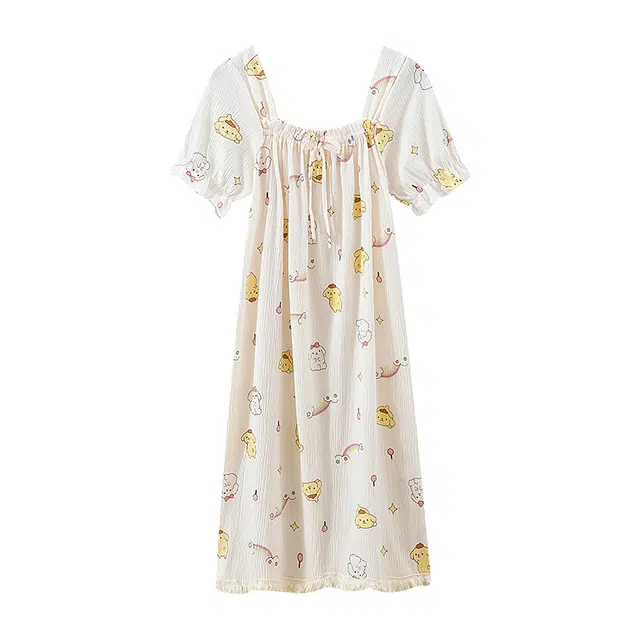 俞兆林 可爱方领柔软亲肤短袖透气家居服睡裙 女款 杏色