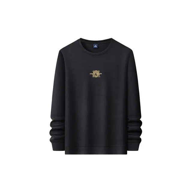 富铤 美式复古休闲百搭虎头刺绣圆领保暖弹力针织长袖卫衣 男款