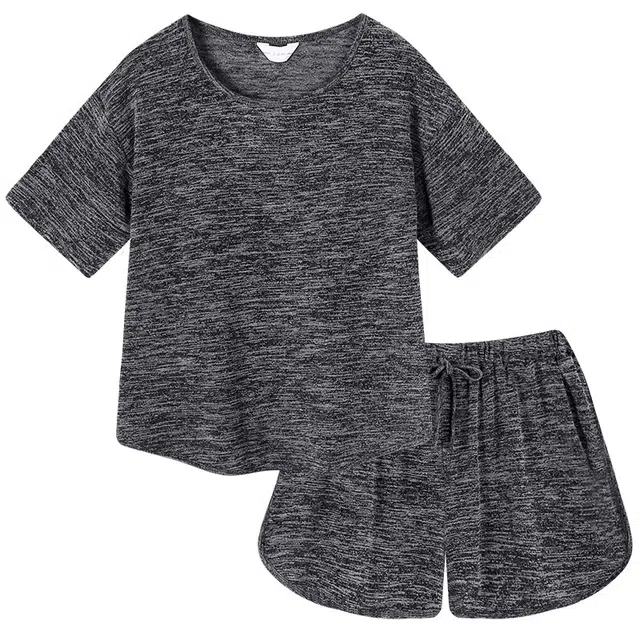 俏韵 休闲带胸垫舒适透气家居服可外穿睡衣套装 女款 深灰色