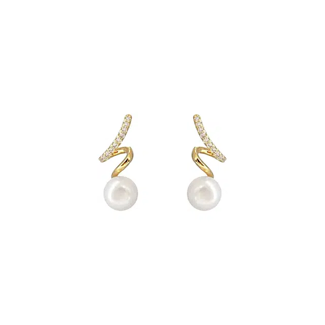 韵系 轻奢小众简约百搭淡水珍珠 铜镀金 耳环 女款