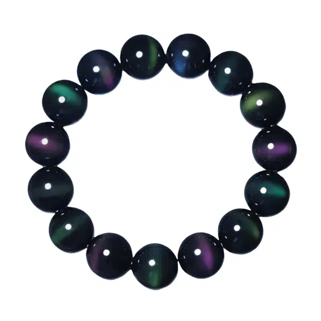 媚之吻 彩虹眼吉祥礼 黑曜石 手串 男女同款情侣款