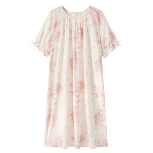 向薇 薄款短袖中长款高级感家居服睡裙 女款 图片色