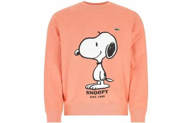 Lacoste Cartoon Print Crewneck Sweatshirt Pink Orange