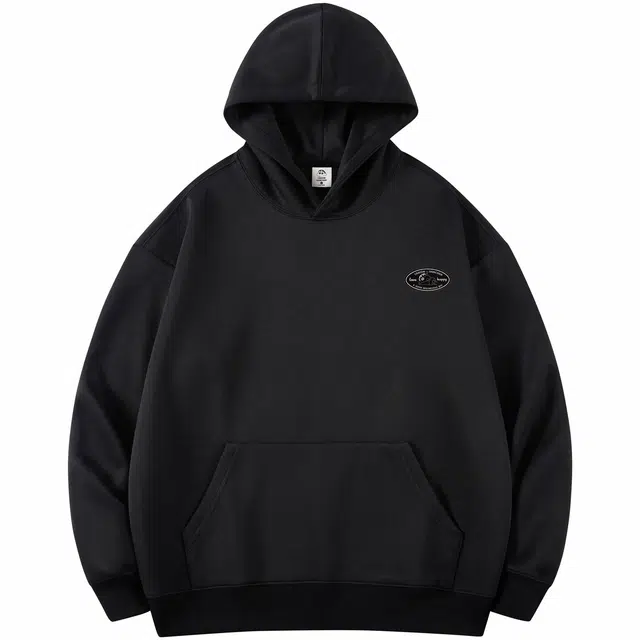 蜡笔小新 卡通字母小标印花休闲宽松套头连帽卫衣 男女同款