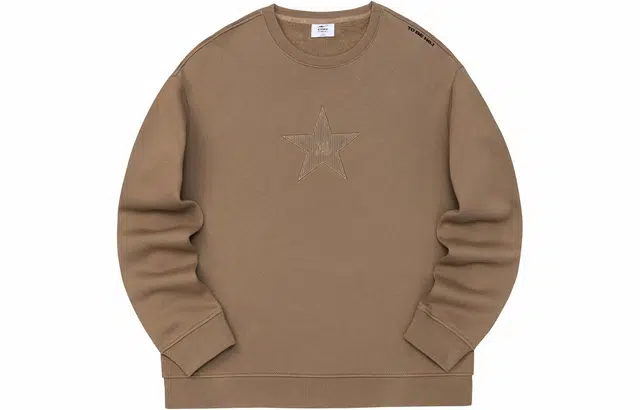 鸿星尔克 暖意绒绒 纯色休闲加厚加绒圆领套头卫衣 冬季 男款 奶咖棕