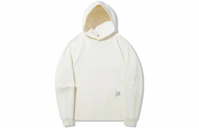 中国李宁 纯色套头连帽卫衣 男款 米白色