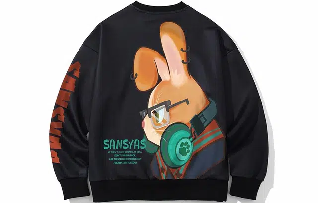 木村三社 兔年限定贺岁兔子印花宽松圆领卫衣 男女同款