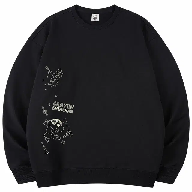 蜡笔小新 卡通派对小新印花休闲宽松套头圆领卫衣 男女同款