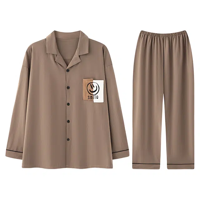 向薇 可外穿高档大码长袖家居服睡衣套装 男款