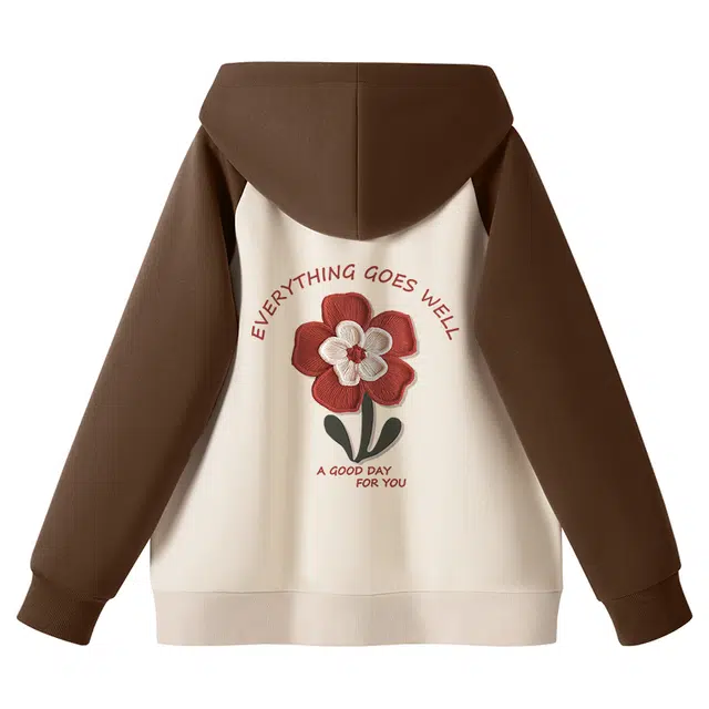 棉基因 活力撞色开衫外套连帽卫衣 女款