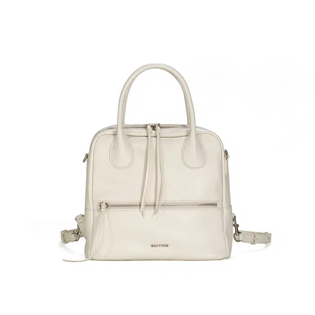 西木汀 漫游 小众高级感时尚简约百搭双肩包女小包 牛皮 手提包 斜挎包 常规 女款 深邃黑/米白色