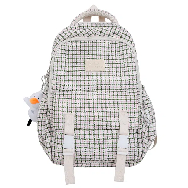 恒源祥 复古格子女大容量帆布时尚书包潮 尼龙 双肩包 常规 男女同款情侣款 多色