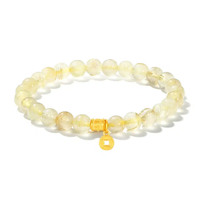普陀山文创 时尚潮流财星高照转运珠旺事业财运爆棚国潮招财聚气寓意好#好运 黄发晶 水晶手串 男女同款情侣款