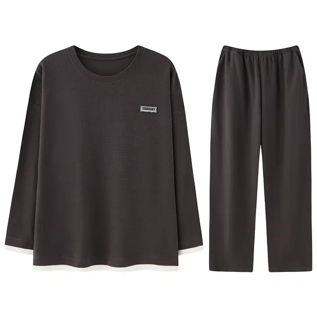 向薇 夫格纯棉男士长袖青少年男生睡衣套装 男款 图片色