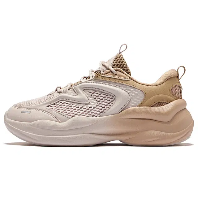 鸿星尔克 风旋 复古 舒适 防滑耐磨 低帮 生活休闲鞋 女款 粉刷灰奶茶棕