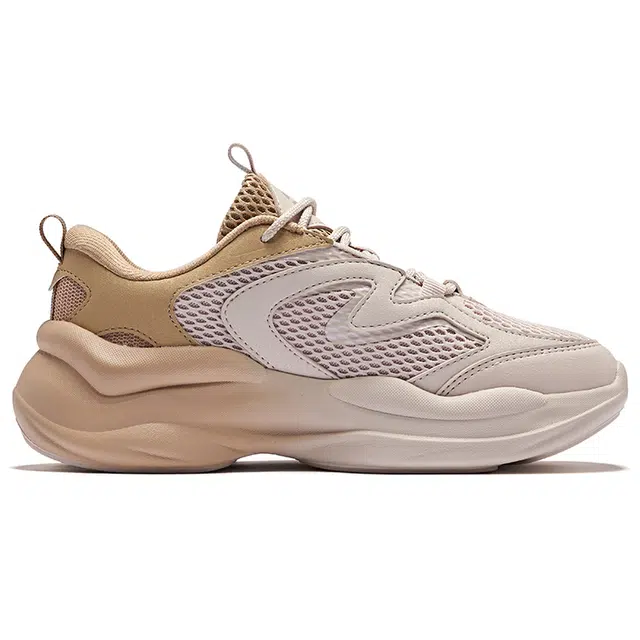 鸿星尔克 风旋 复古 舒适 防滑耐磨 低帮 生活休闲鞋 女款 粉刷灰奶茶棕