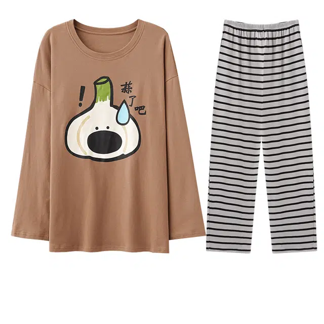 向薇 纯棉长袖长裤休闲大码春夏秋冬季青少年睡衣套装 男款