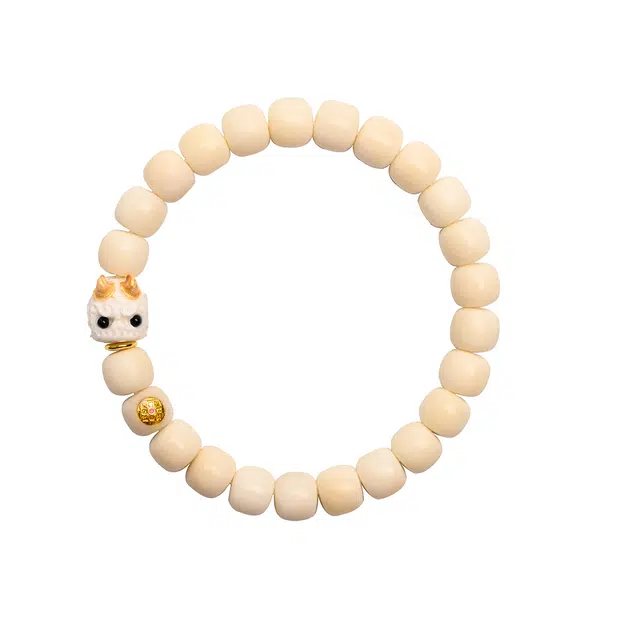 天纵 创意个性酷炫阿呆款转运珠小众设计高级感串珠招财纳福文玩 白玉菩提 手串 男女同款情侣款