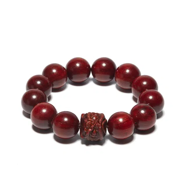 鶄鲤 民族风文玩盘玩雕刻醒狮 血檀 手串 男女同款情侣款