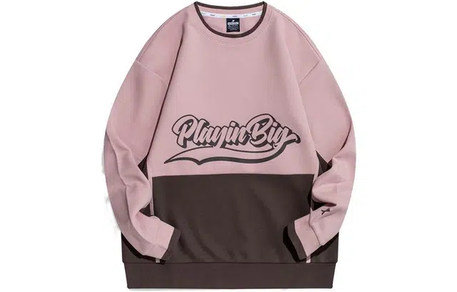 特步 篮球系列 撞色字母印花圆领套头长袖卫衣 男款