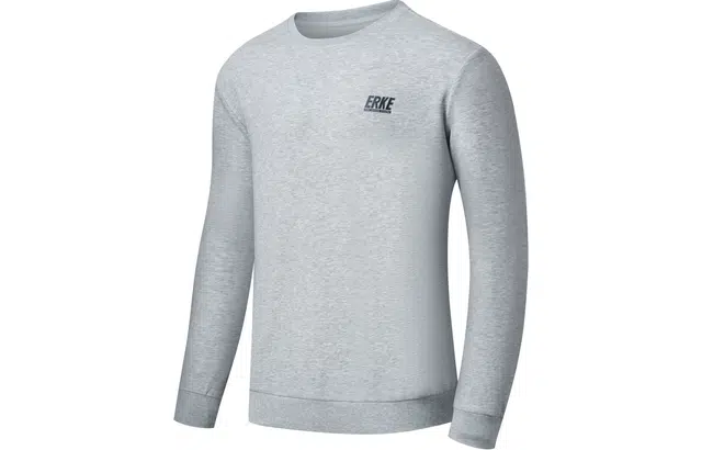 鸿星尔克 综训系列 复古运动字母印花宽松套头卫衣 男款 亮浅花灰