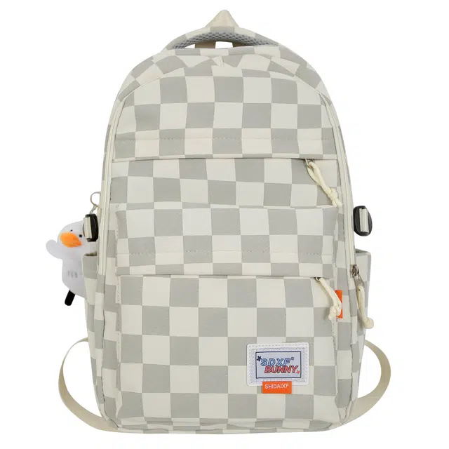 恒源祥 文艺风格子简约 尼龙 双肩包 男女同款情侣款 多色