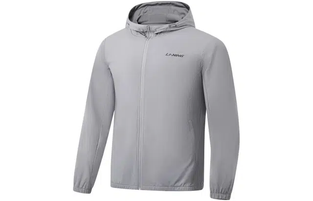 李宁 健身系列 字母印花连帽长袖卫衣 男款 灰色