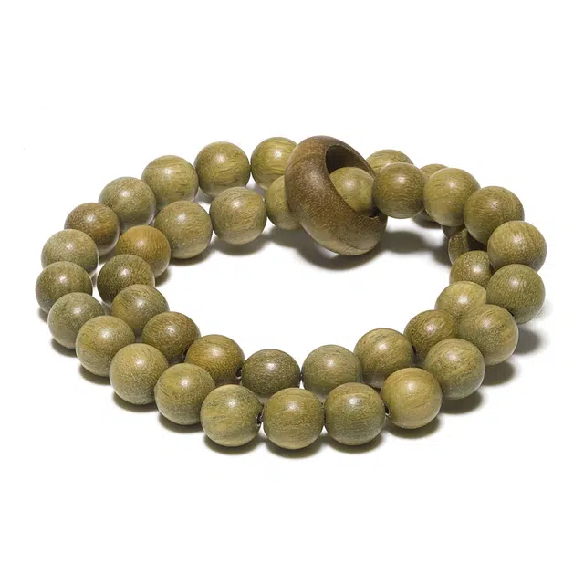 鶄鲤 简约双圈跑环木质 绿檀 手串 男女同款情侣款