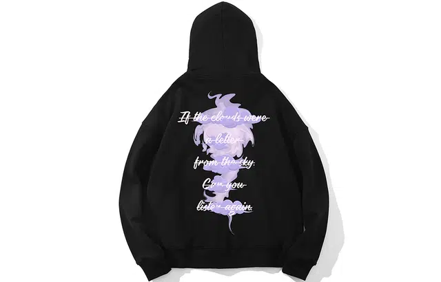 木村三社 云朵连帽长袖卫衣 男女同款 黑色