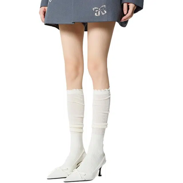 棉芝士 花边堆堆女日系镂空网眼透气袜夏季薄款袜子棉高筒袜 女款