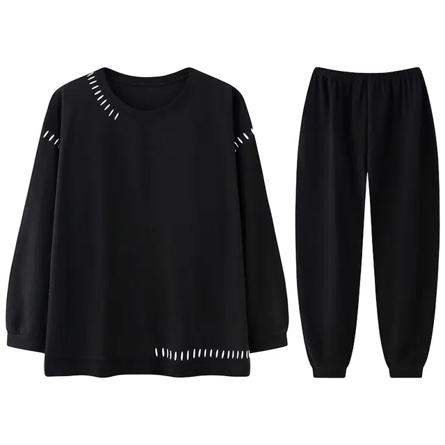 向薇 纯棉长袖长裤男生青少年宽松休闲可外穿家居服睡衣套装 男款 图片色