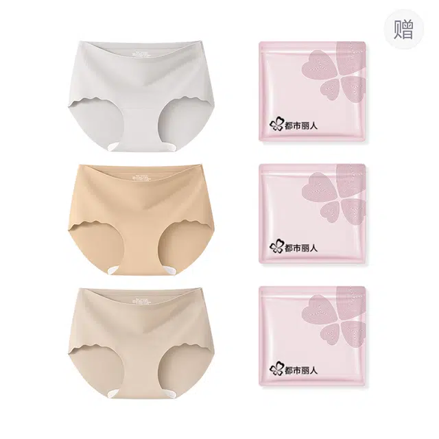 都市丽人 薄款奶皮冰丝凉感中腰包臀内裤 女款