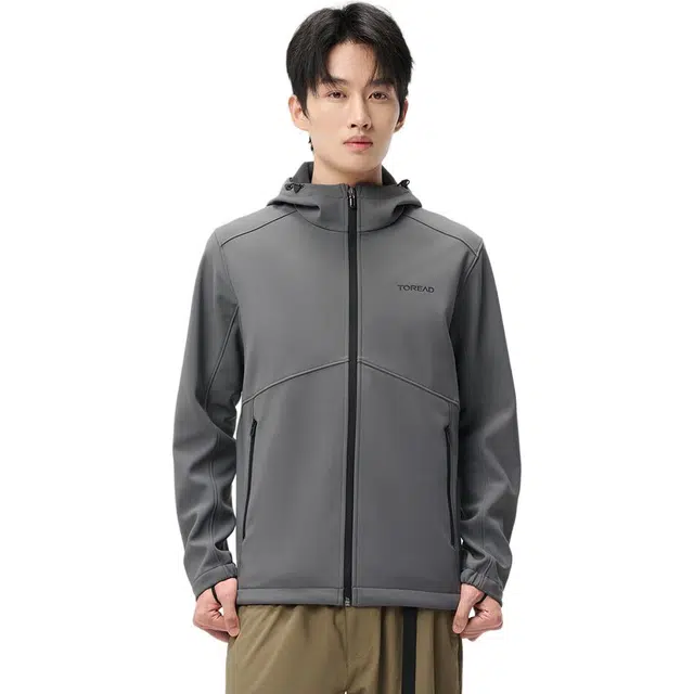 探路者 连帽纯色舒适简约夹克外套 男款 铅灰