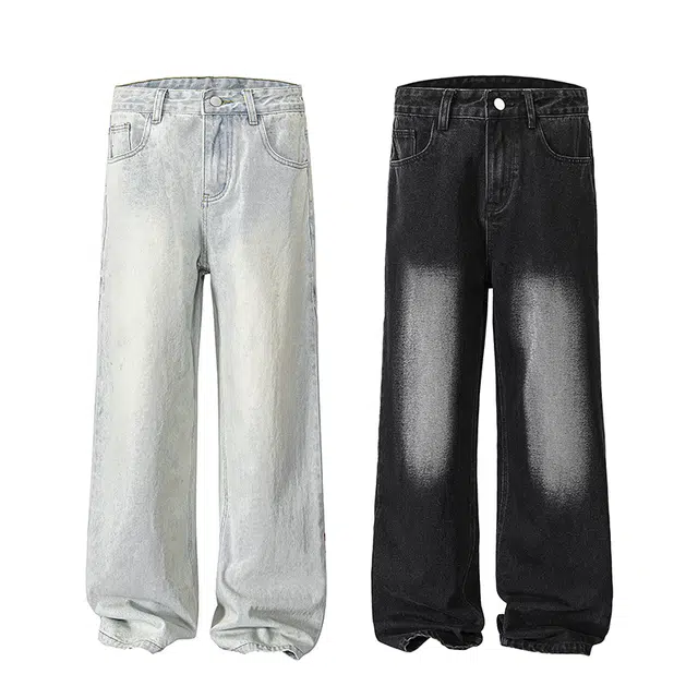 欧路得 美式直筒设计感宽松休闲牛仔裤 男款