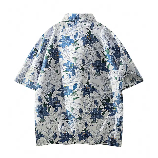 宾力克 满花舒适百搭翻领短袖衬衫 男女同款