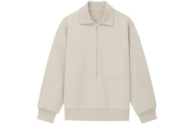 速写 复古运动半拉链翻领宽松棉质卫衣 男女同款