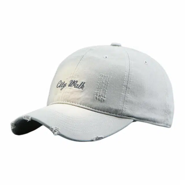 优莲茵 韩版简约休闲百搭刺绣字母水洗做旧粉色宽帽檐显脸小 大头围可调节 春夏出游户外登山遮阳 棉 鸭舌帽 男女同款情侣款