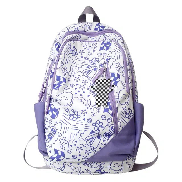 恒源祥 韩版涂鸦印花 尼龙 双肩包 常规 男女同款情侣款 多色