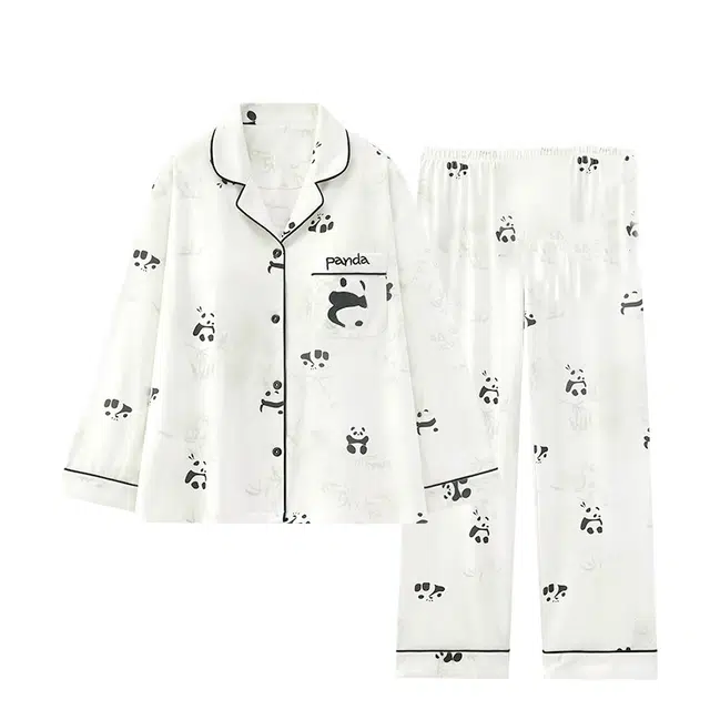 俏韵 带胸垫可爱长袖甜美家居服长裤睡衣套装 女款 淡绿色